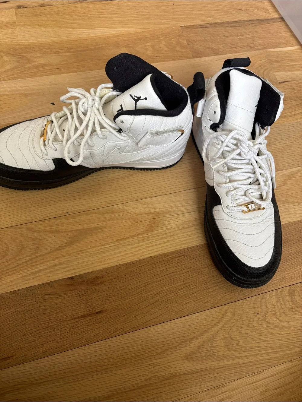 Jordan Force Taxi 12 White and Black High-Top Sneakers 8.5